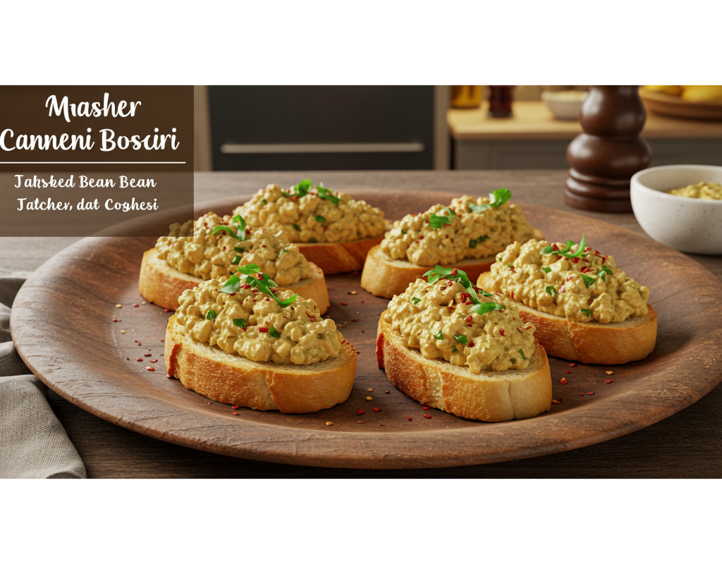 Smashed cannellini bean crostini