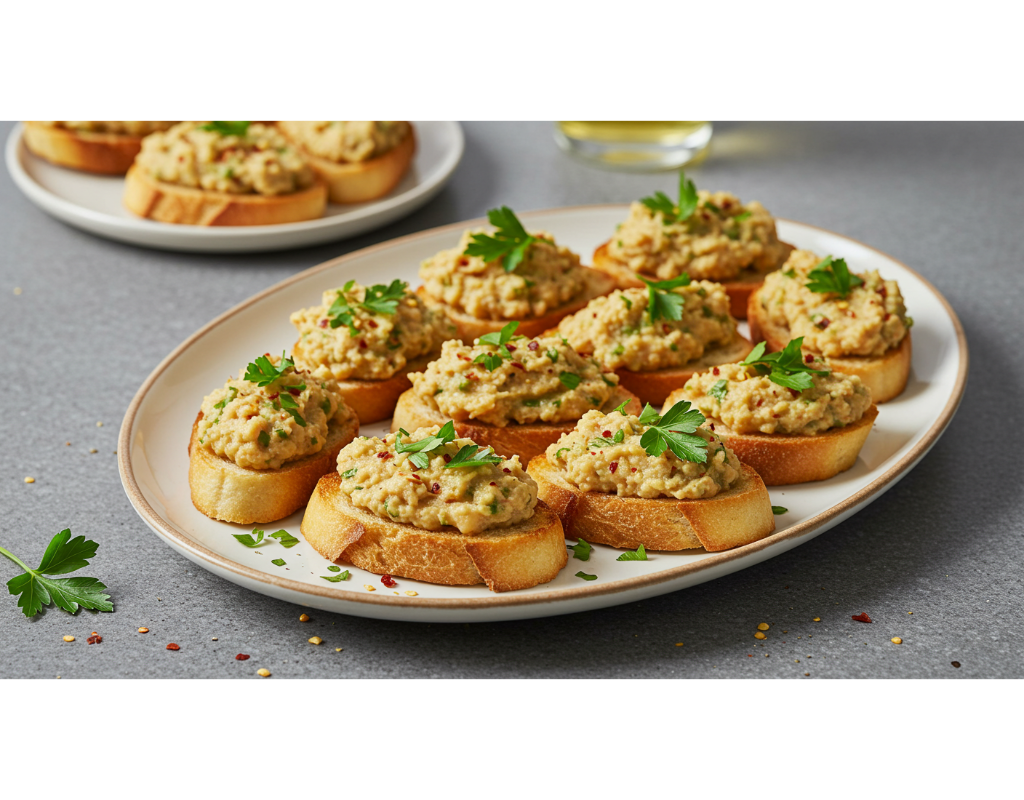 Smashed cannellini bean crostini