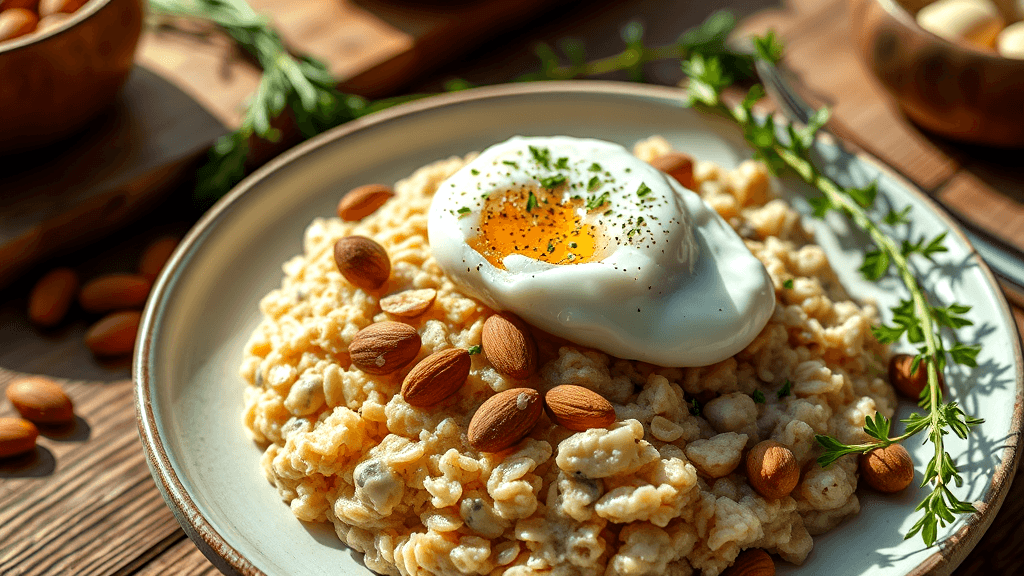 easy savory oatmeal with poached egg
