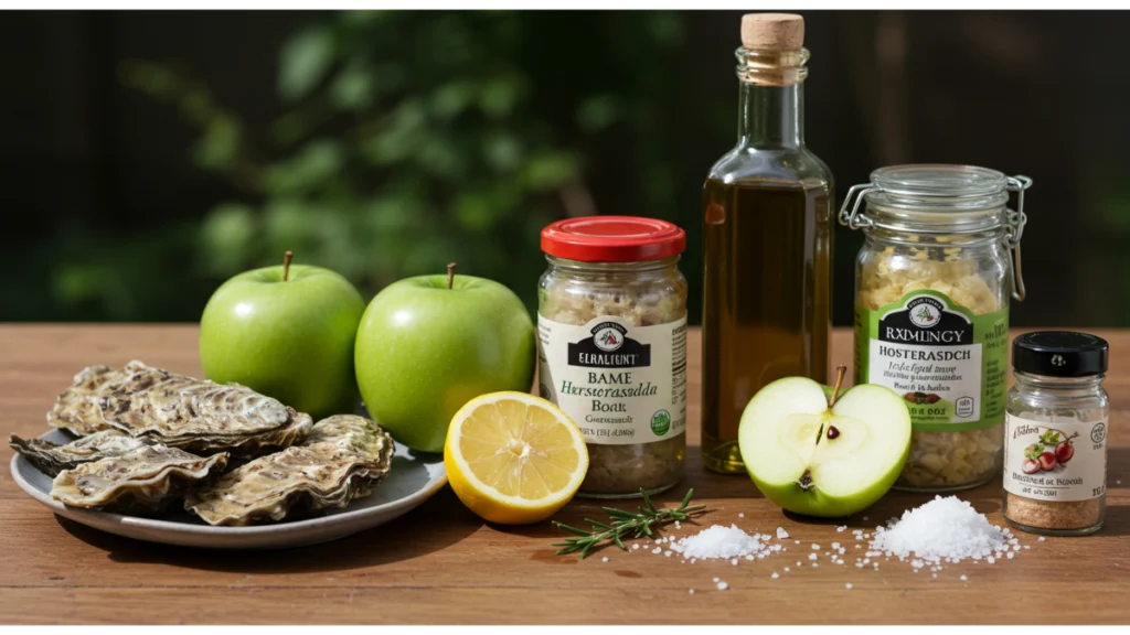 ingredient Oysters with Apple Horseradish Dressing