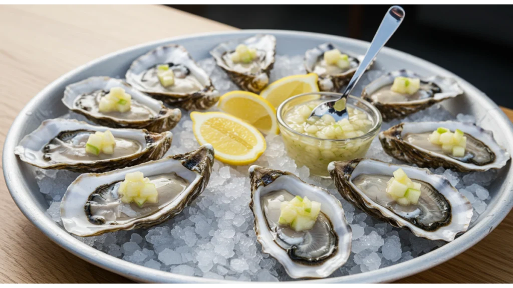 Oysters with Apple Horseradish Dressing