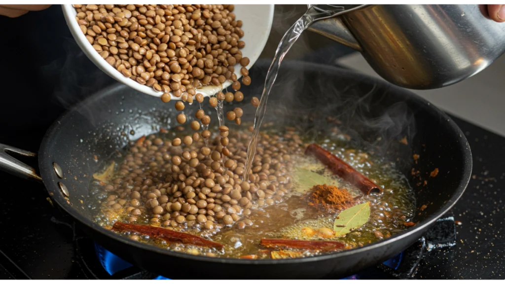 lebanese lamb lentils rice spinach recipe