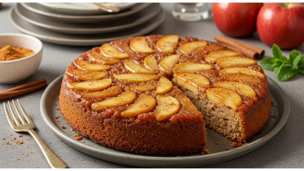 Vegan upside-down apple cake