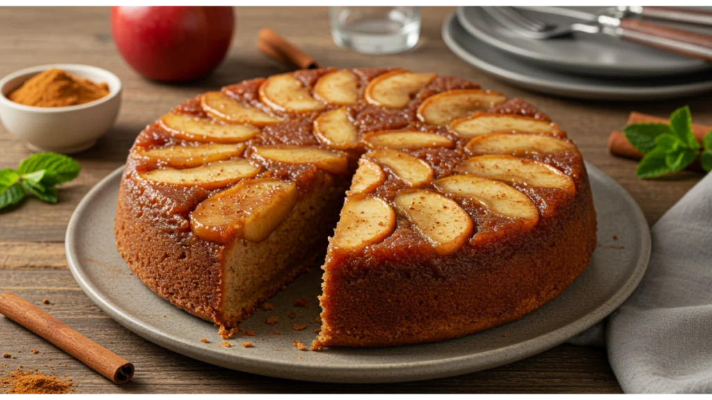 Vegan upside-down apple cake