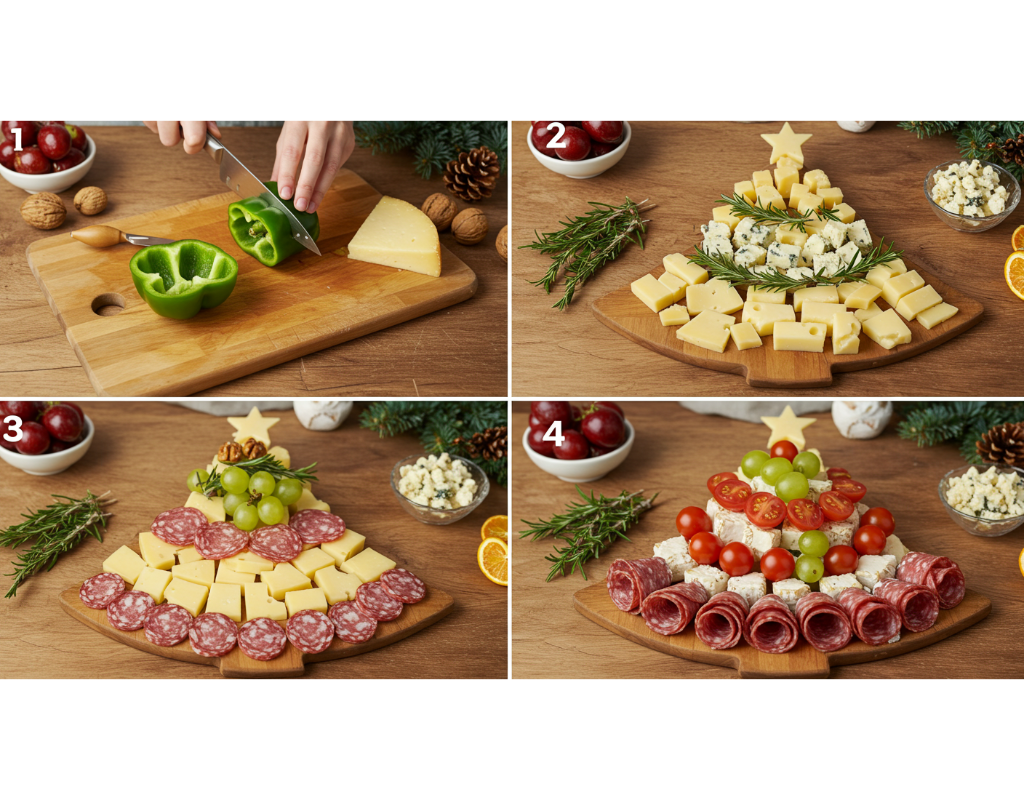 Christmas tree cheeseboard Step-by-Step Preparation Images