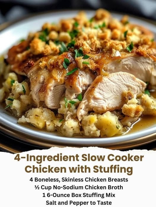 4-Ingredient Slow Cooker Chicken with Stuffing