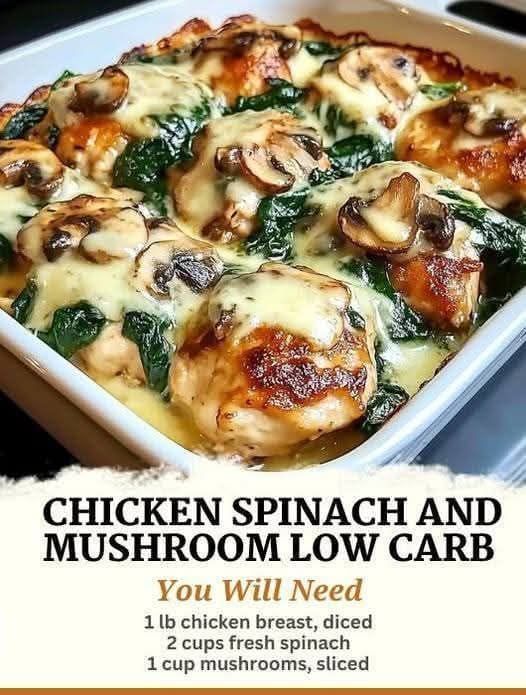 Chicken Spinach and Mushroom Low Carb Oven Dish