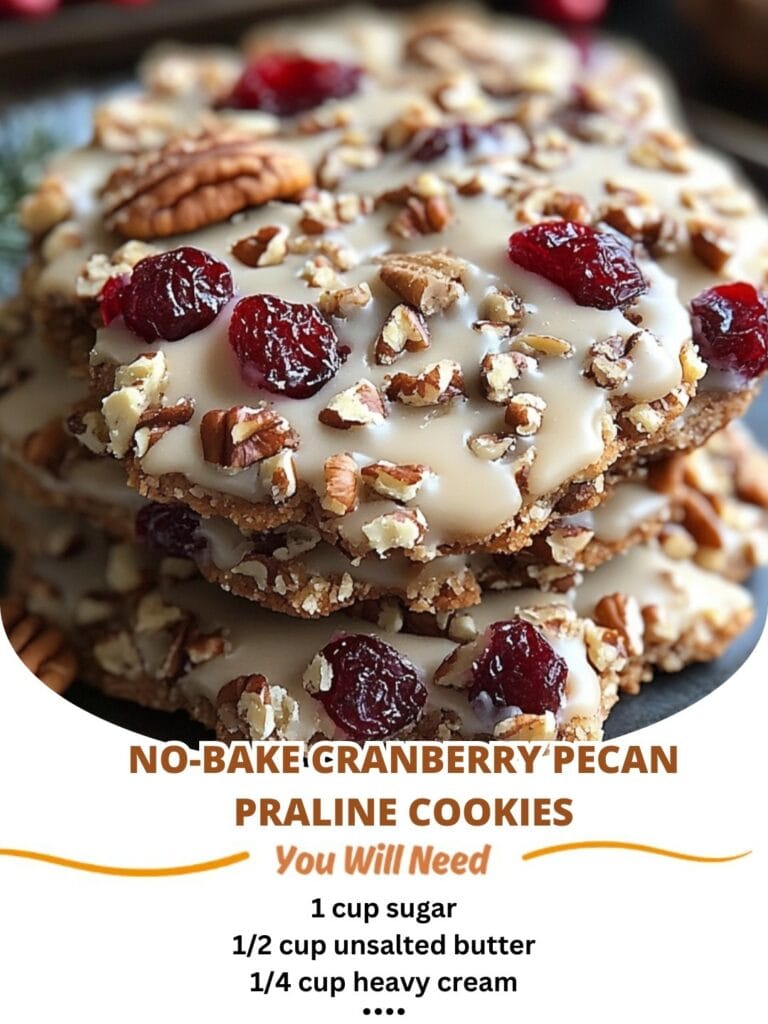 No-Bake Cranberry Pecan Praline Cookies