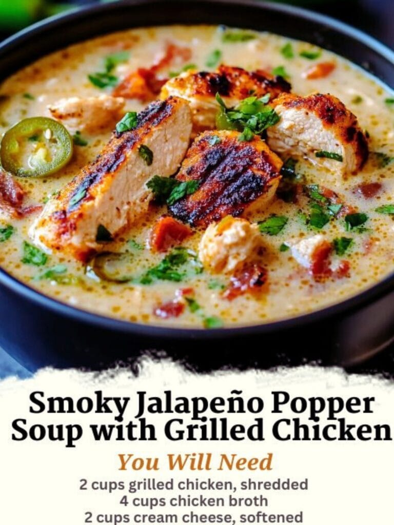Smoky Jalapeño Popper Soup with Grilled Chicken