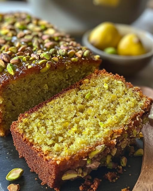 Spiced Pistachio and Lemon Cardamom Loaf Cake