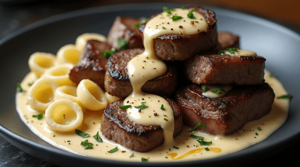 Garlic Butter Steak Bites with Creamy Sauce