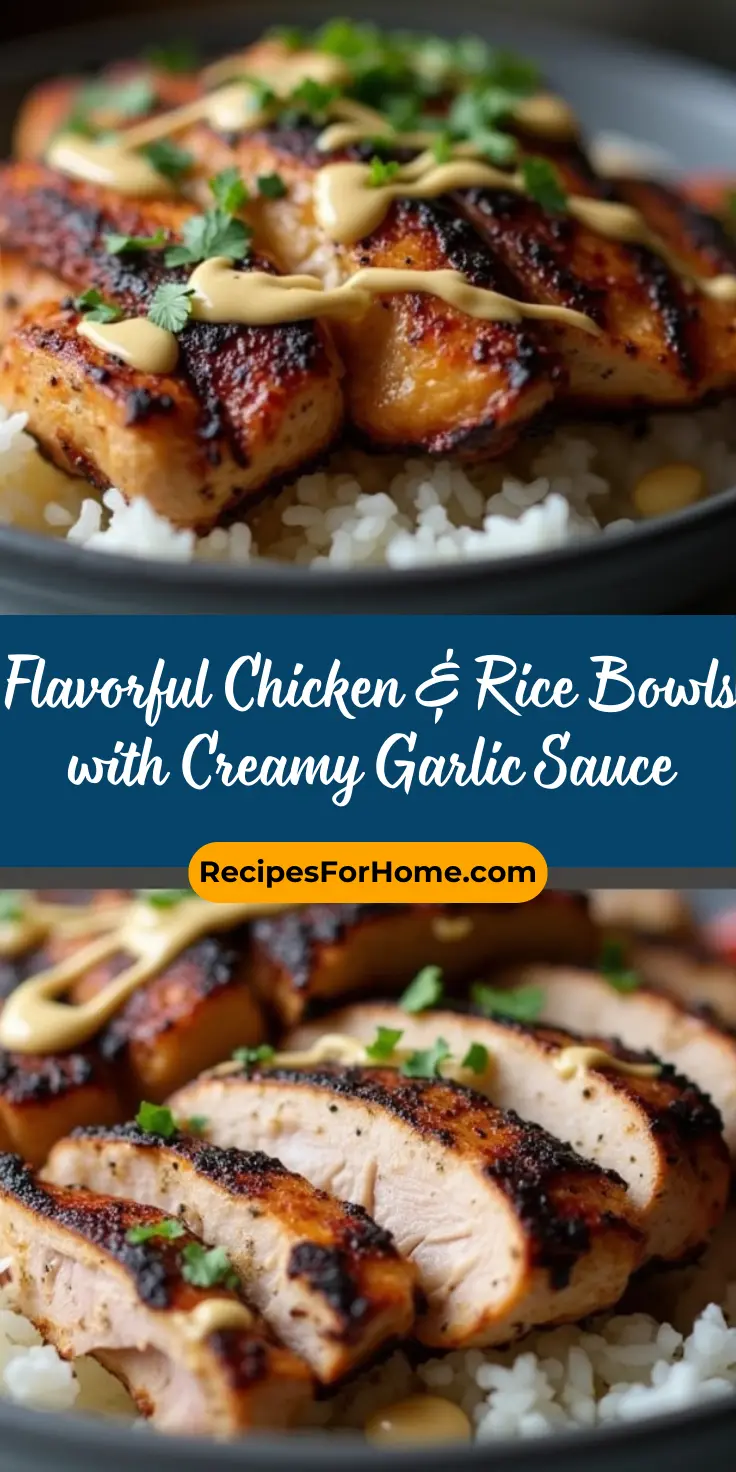 Flavorful Chicken & Rice Bowls with Creamy Garlic Sauce
