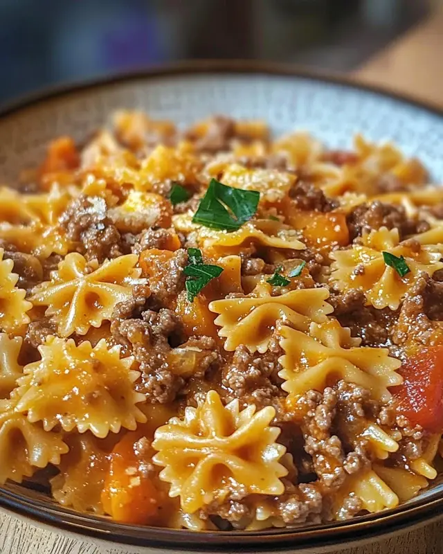 Velveeta Beef Pasta with Bowtie Noodles