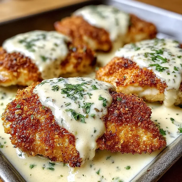 Parmesan Crusted Chicken with Creamy Garlic Sauce